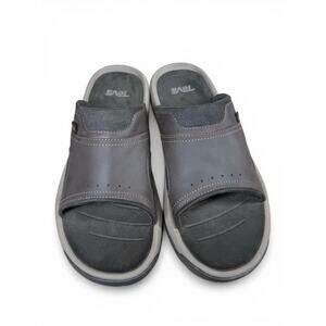 TEVA Men's Size 11 Langdon Leather Fabric Comfort Slides Brown Sandals 10151508